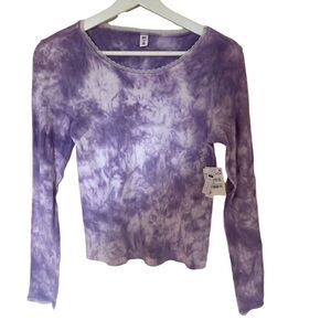 BP Nordstrom NEW purple ivory tie dye long sleeve lace crew neck XS